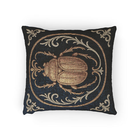 Scarab Beetle Pillow – Woven Tapestry Decorative Throw Cushion